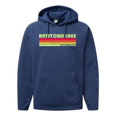 Retro Raystown Lake Pennsylvania Performance Fleece Hoodie