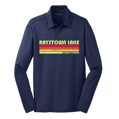 Retro Raystown Lake Pennsylvania Silk Touch Performance Long Sleeve Polo