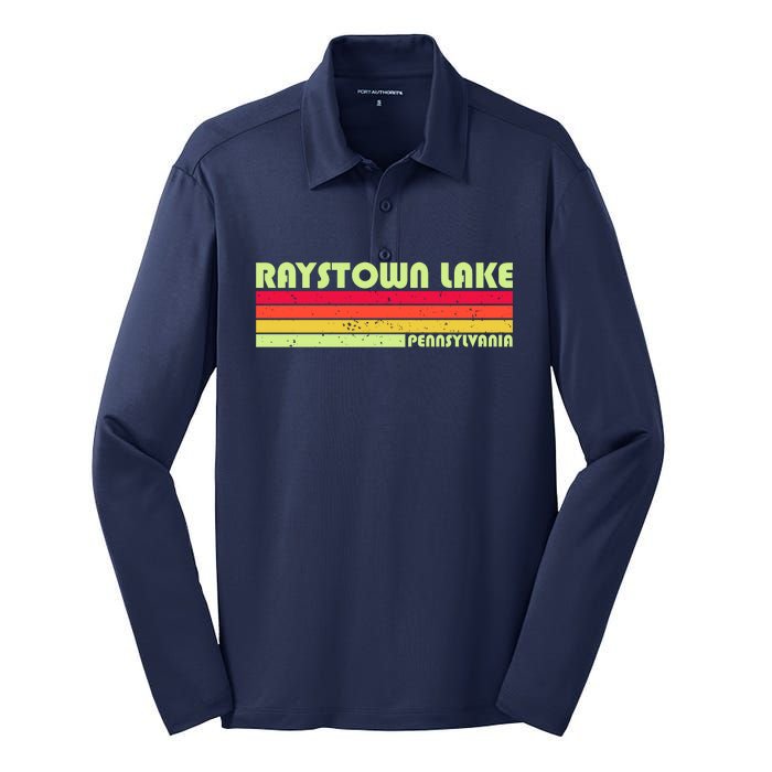 Retro Raystown Lake Pennsylvania Silk Touch Performance Long Sleeve Polo