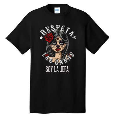 Retro Respeta Las Canas La Jefa Funny Spanish Gift For Halloween Tall T-Shirt