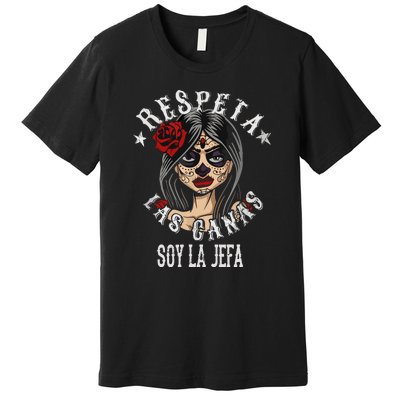 Retro Respeta Las Canas La Jefa Funny Spanish Gift For Halloween Premium T-Shirt