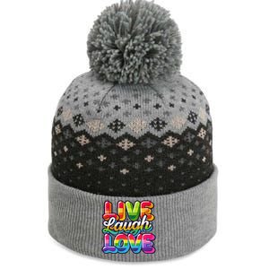 Rainbow Radiance Live Laugh Love The Baniff Cuffed Pom Beanie