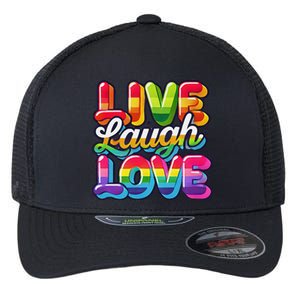 Rainbow Radiance Live Laugh Love Flexfit Unipanel Trucker Cap