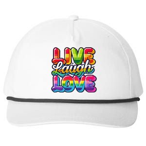 Rainbow Radiance Live Laugh Love Snapback Five-Panel Rope Hat