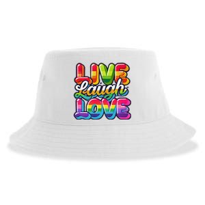 Rainbow Radiance Live Laugh Love Sustainable Bucket Hat