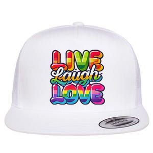 Rainbow Radiance Live Laugh Love Flat Bill Trucker Hat