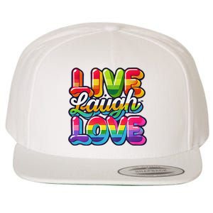 Rainbow Radiance Live Laugh Love Wool Snapback Cap