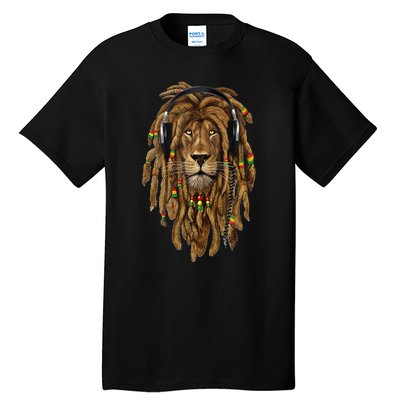 Rasta Reggae Lion Music Art For Rastafari Lover Tall T-Shirt