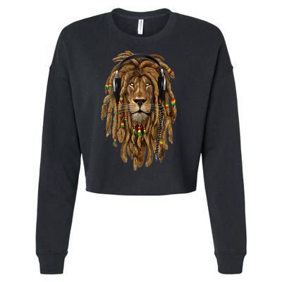 Rasta Reggae Lion Music Art For Rastafari Lover Cropped Pullover Crew