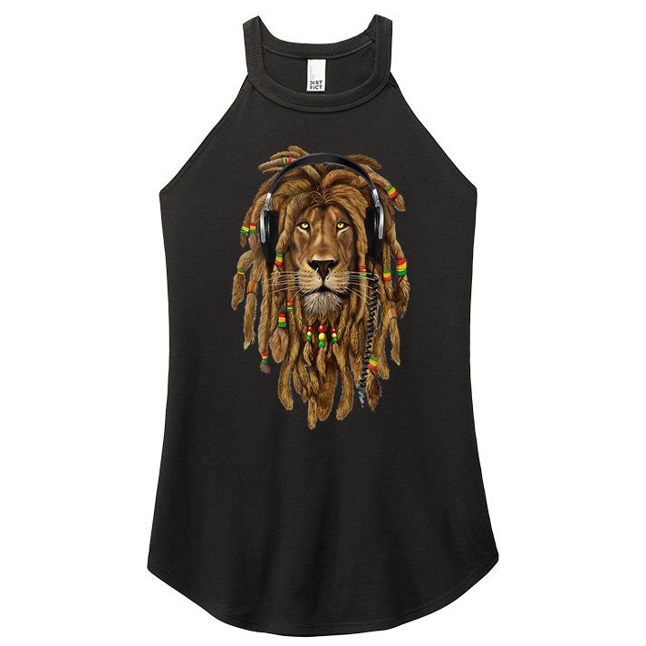 Rasta Reggae Lion Music Art For Rastafari Lover Women's Perfect Tri Rocker Tank