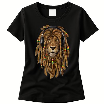 Rasta Reggae Lion Music Art For Rastafari Lover Womens T-Shirt