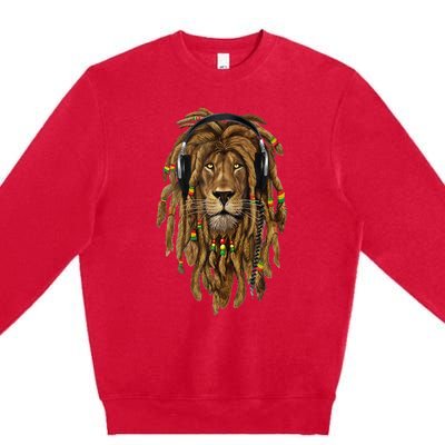 Rasta Reggae Lion Music Art For Rastafari Lover Premium Crewneck Sweatshirt