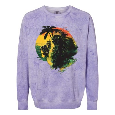 Rasta Reggae Lion Of Judah Rastafari Pride Jamaican Music Colorblast Crewneck Sweatshirt