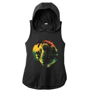 Rasta Reggae Lion Of Judah Rastafari Pride Jamaican Music Ladies PosiCharge Tri-Blend Wicking Draft Hoodie Tank