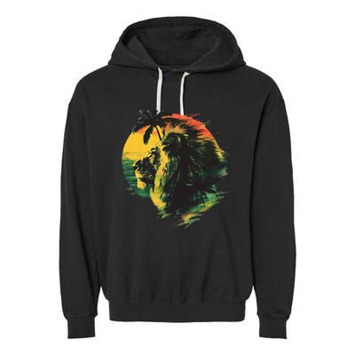 Rasta Reggae Lion Of Judah Rastafari Pride Jamaican Music Garment-Dyed Fleece Hoodie