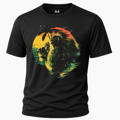 Rasta Reggae Lion Of Judah Rastafari Pride Jamaican Music Cooling Performance Crew T-Shirt