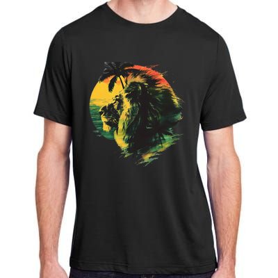 Rasta Reggae Lion Of Judah Rastafari Pride Jamaican Music Adult ChromaSoft Performance T-Shirt