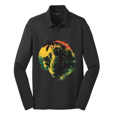 Rasta Reggae Lion Of Judah Rastafari Pride Jamaican Music Silk Touch Performance Long Sleeve Polo