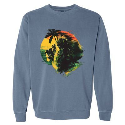 Rasta Reggae Lion Of Judah Rastafari Pride Jamaican Music Garment-Dyed Sweatshirt