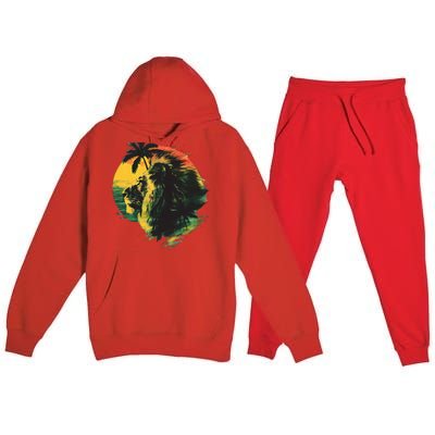 Rasta Reggae Lion Of Judah Rastafari Pride Jamaican Music Premium Hooded Sweatsuit Set