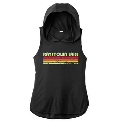 Retro Raystown Lake Pennsylvania Ladies PosiCharge Tri-Blend Wicking Draft Hoodie Tank