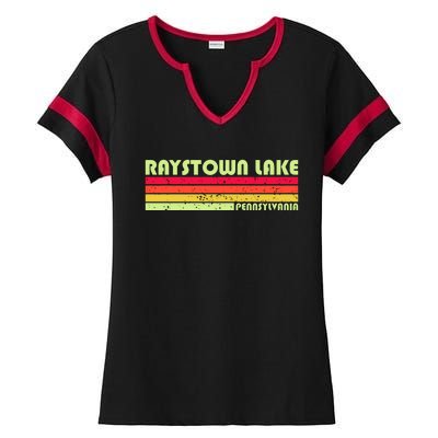 Retro Raystown Lake Pennsylvania Ladies Halftime Notch Neck Tee