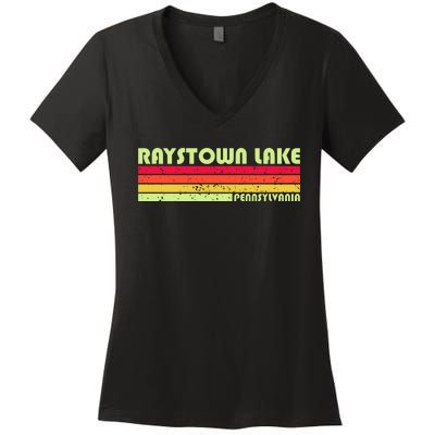 Retro Raystown Lake Pennsylvania Women's V-Neck T-Shirt