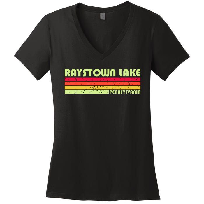 Retro Raystown Lake Pennsylvania Women's V-Neck T-Shirt