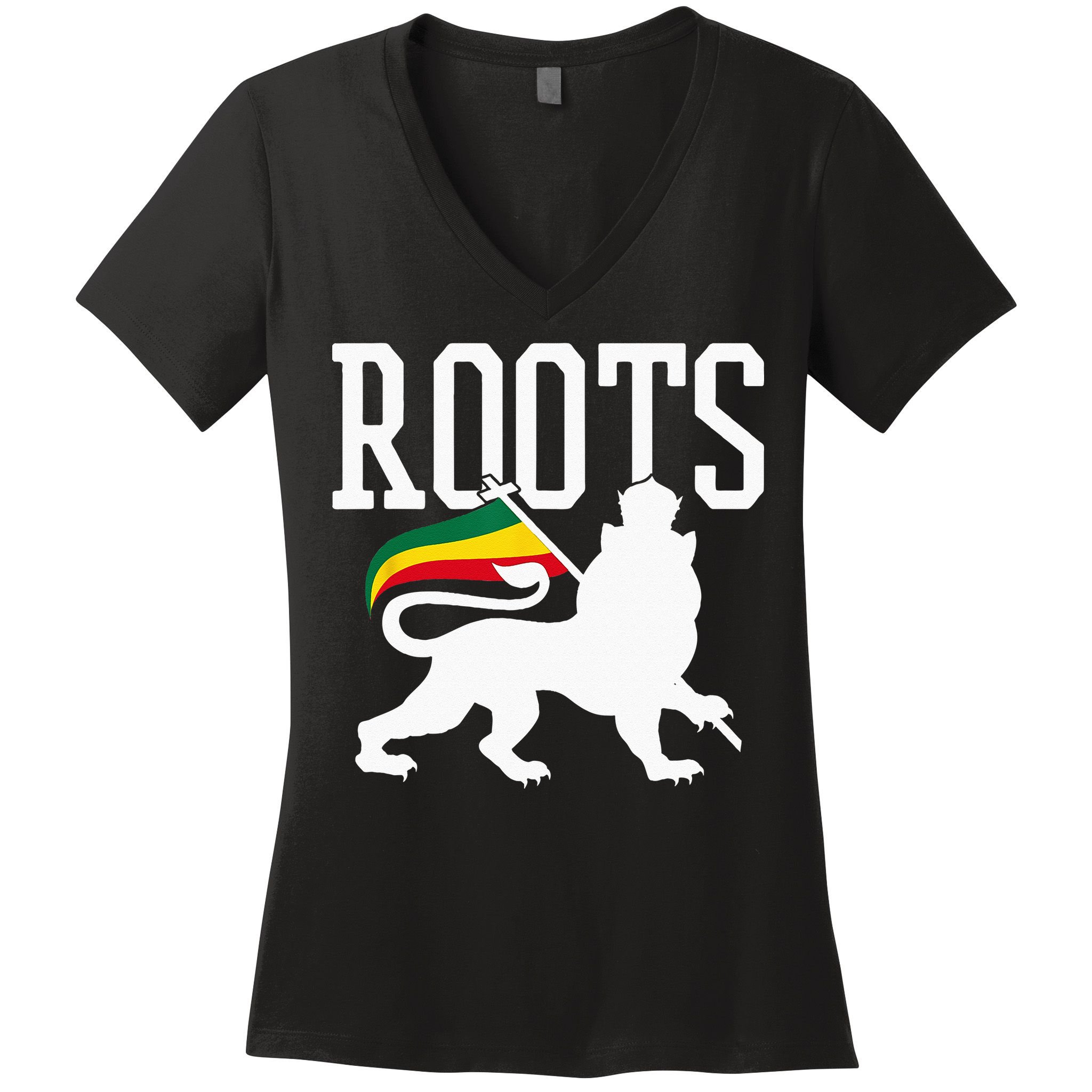 Reggae Roots Lion Of Judah Rastafari Music Rasta Gift Women's V-Neck T-Shirt