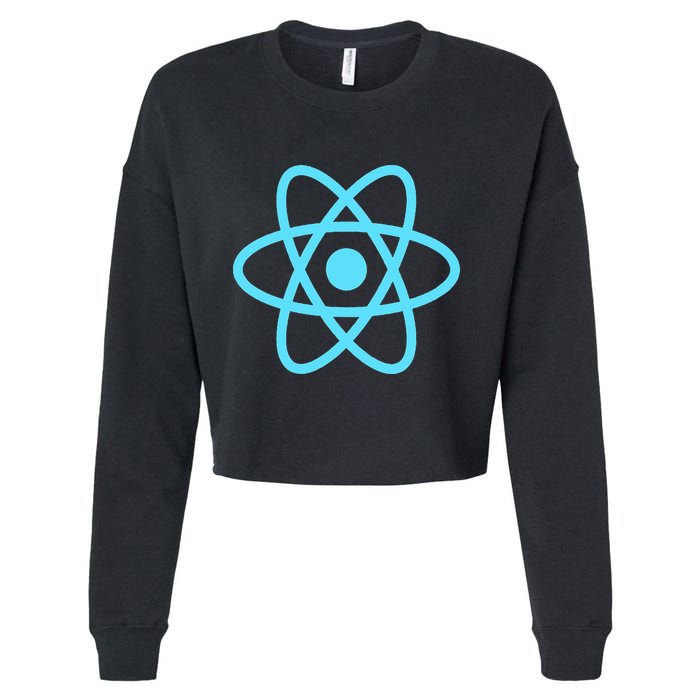 Reactjs React.Js Logo Javascript Framework Cropped Pullover Crew