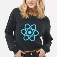 Reactjs React.Js Logo Javascript Framework Cropped Pullover Crew