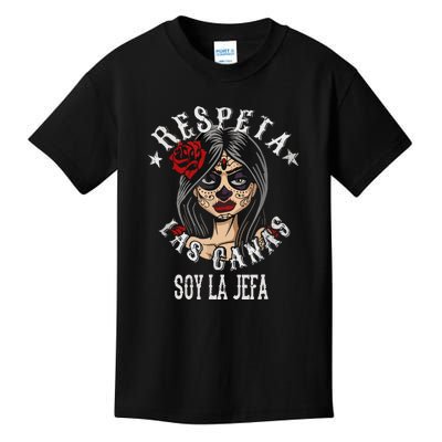 Retro Respeta Las Canas La Jefa For Girl Funny Spanish Gift Kids T-Shirt