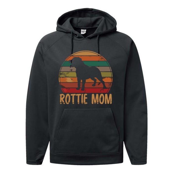 Retro Rottweiler Mom Gift Rott Dog Mother Pet Rottie Mama Performance Fleece Hoodie