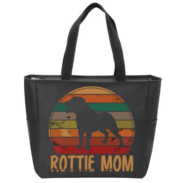 Retro Rottweiler Mom Gift Rott Dog Mother Pet Rottie Mama Zip Tote Bag