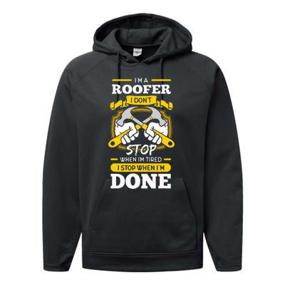 Roofer Roof Mechanic Construction Contractor Tradesperson Performance Fleece Hoodie