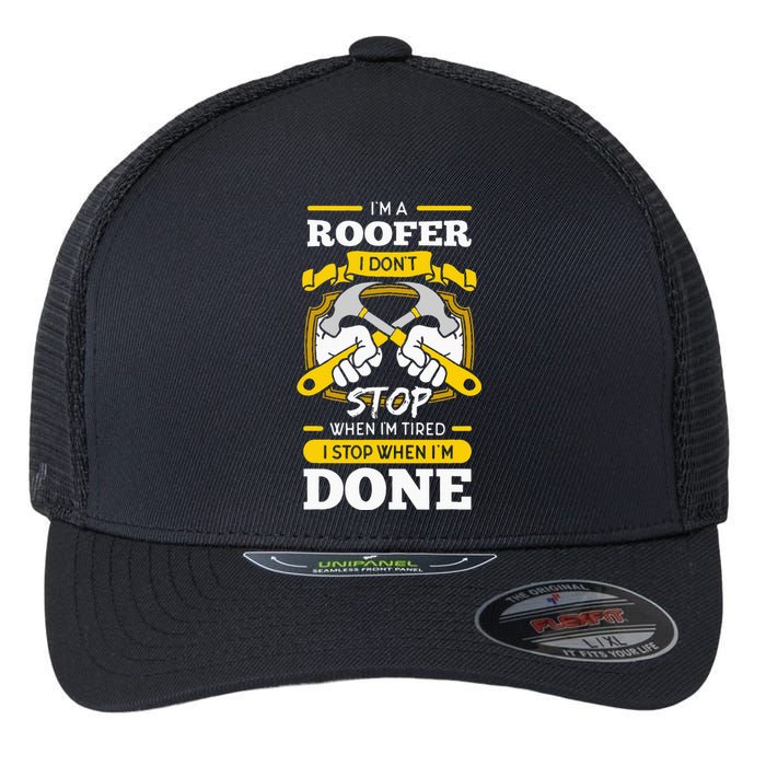 Roofer Roof Mechanic Construction Contractor Tradesperson Flexfit Unipanel Trucker Cap