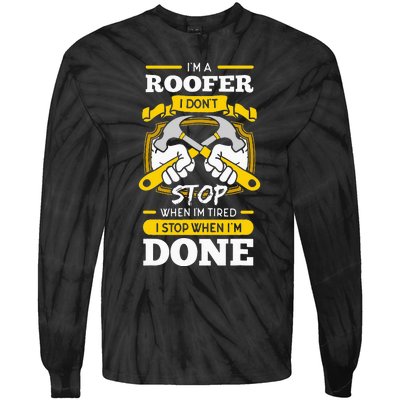 Roofer Roof Mechanic Construction Contractor Tradesperson Tie-Dye Long Sleeve Shirt