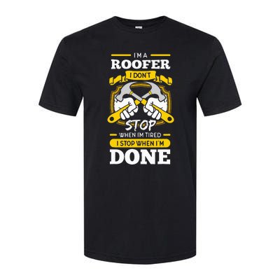 Roofer Roof Mechanic Construction Contractor Tradesperson Softstyle CVC T-Shirt