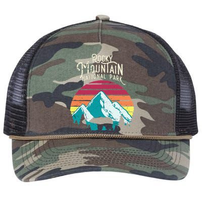 Retro Rocky Mountain National Park Colorado Bear Retro Rope Trucker Hat Cap