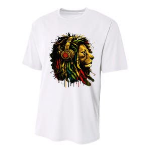 Rasta Reggae Music Headphones Jamaican Pride Lion Of Judah Performance Sprint T-Shirt