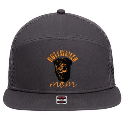 Rottweiler Rottie Mom Mom Vintage 7 Panel Mesh Trucker Snapback Hat