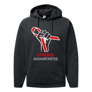 Red Ribbon Month Products Survivor National Stroke Awareness Performance Fleece Hoodie