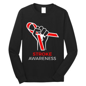 Red Ribbon Month Products Survivor National Stroke Awareness Long Sleeve Shirt