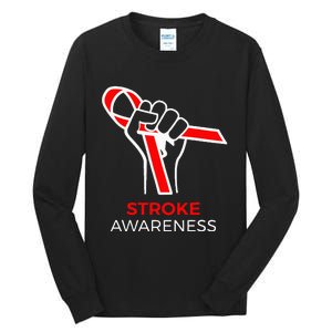 Red Ribbon Month Products Survivor National Stroke Awareness Tall Long Sleeve T-Shirt