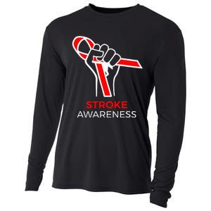 Red Ribbon Month Products Survivor National Stroke Awareness Cooling Performance Long Sleeve Crew