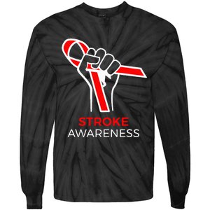 Red Ribbon Month Products Survivor National Stroke Awareness Tie-Dye Long Sleeve Shirt