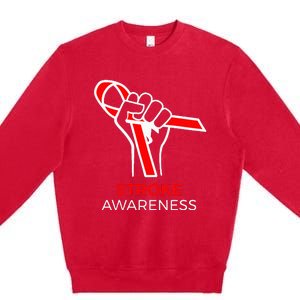 Red Ribbon Month Products Survivor National Stroke Awareness Premium Crewneck Sweatshirt