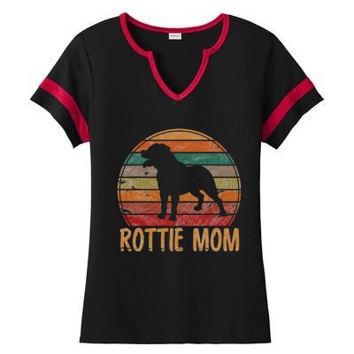 Retro Rottweiler Mom Gift Rott Dog Mother Pet Rottie Mama Ladies Halftime Notch Neck Tee