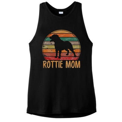 Retro Rottweiler Mom Gift Rott Dog Mother Pet Rottie Mama Ladies PosiCharge Tri-Blend Wicking Tank