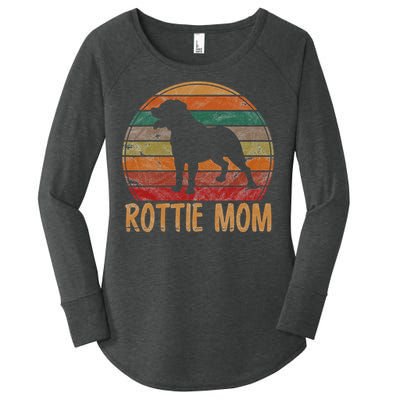 Retro Rottweiler Mom Gift Rott Dog Mother Pet Rottie Mama Women's Perfect Tri Tunic Long Sleeve Shirt